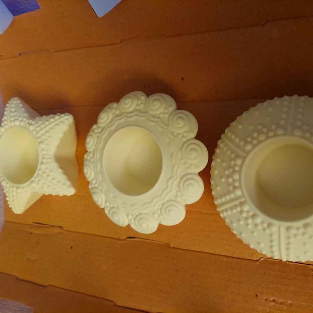 (3) set of candle holders & snuffer